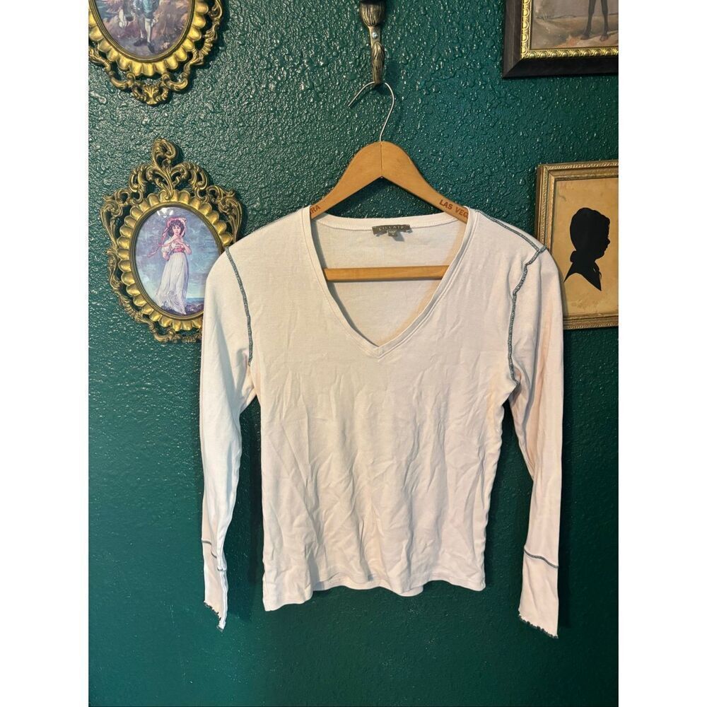 Lilla PβPima Cotton Long Sleeve Tee, White And Green,Size Medium